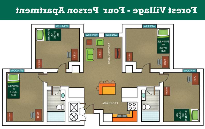Forest Village - Four Person Apartment floor plan