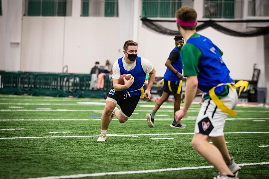 Northwest has announced the Carl and Cheryl Hughes Fieldhouse will be open to the public for varied hours during the University's winter break. Pictured above, Northwest students use the Hughes Fieldhouse for a variety of intramural activities. (Northwest Missouri State University photo)