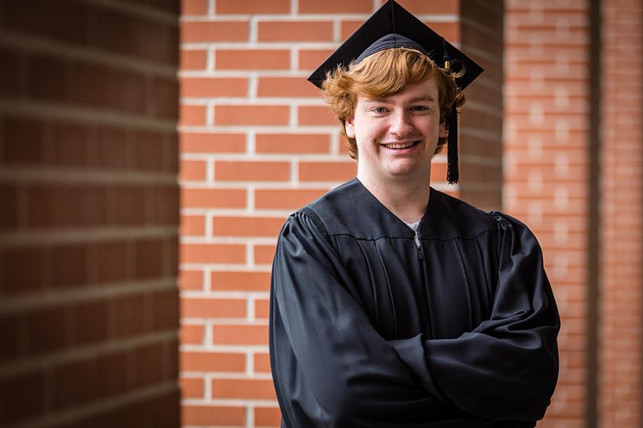 Mason Arnold is one of Northwest's winter graduates, earning his bachelor's degree in writing. (Photo by Todd Weddle/Northwest Missouri State University)